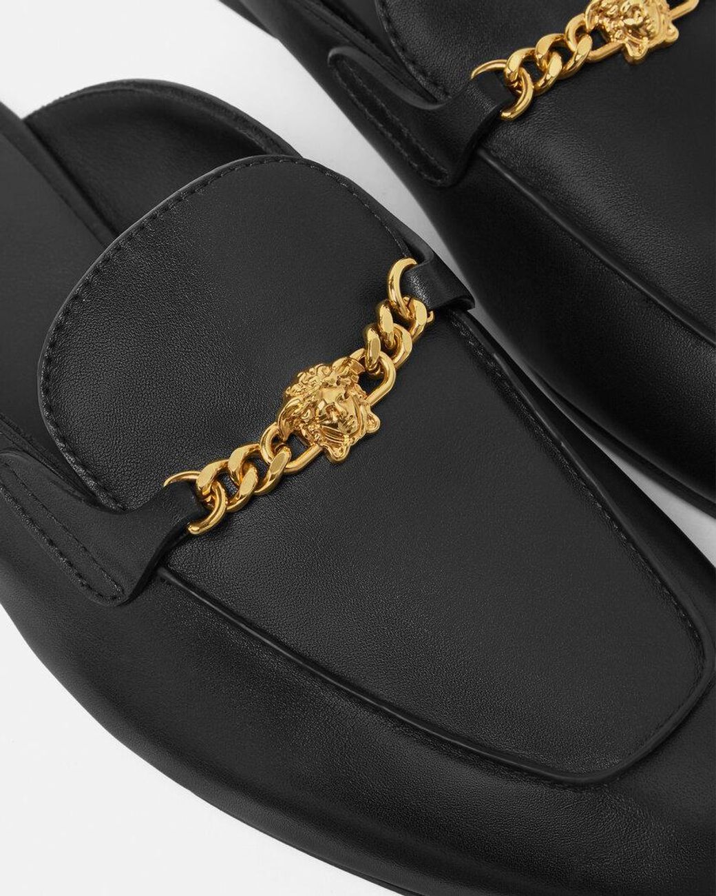 Versace Black Medusa Round-Toe Slippers