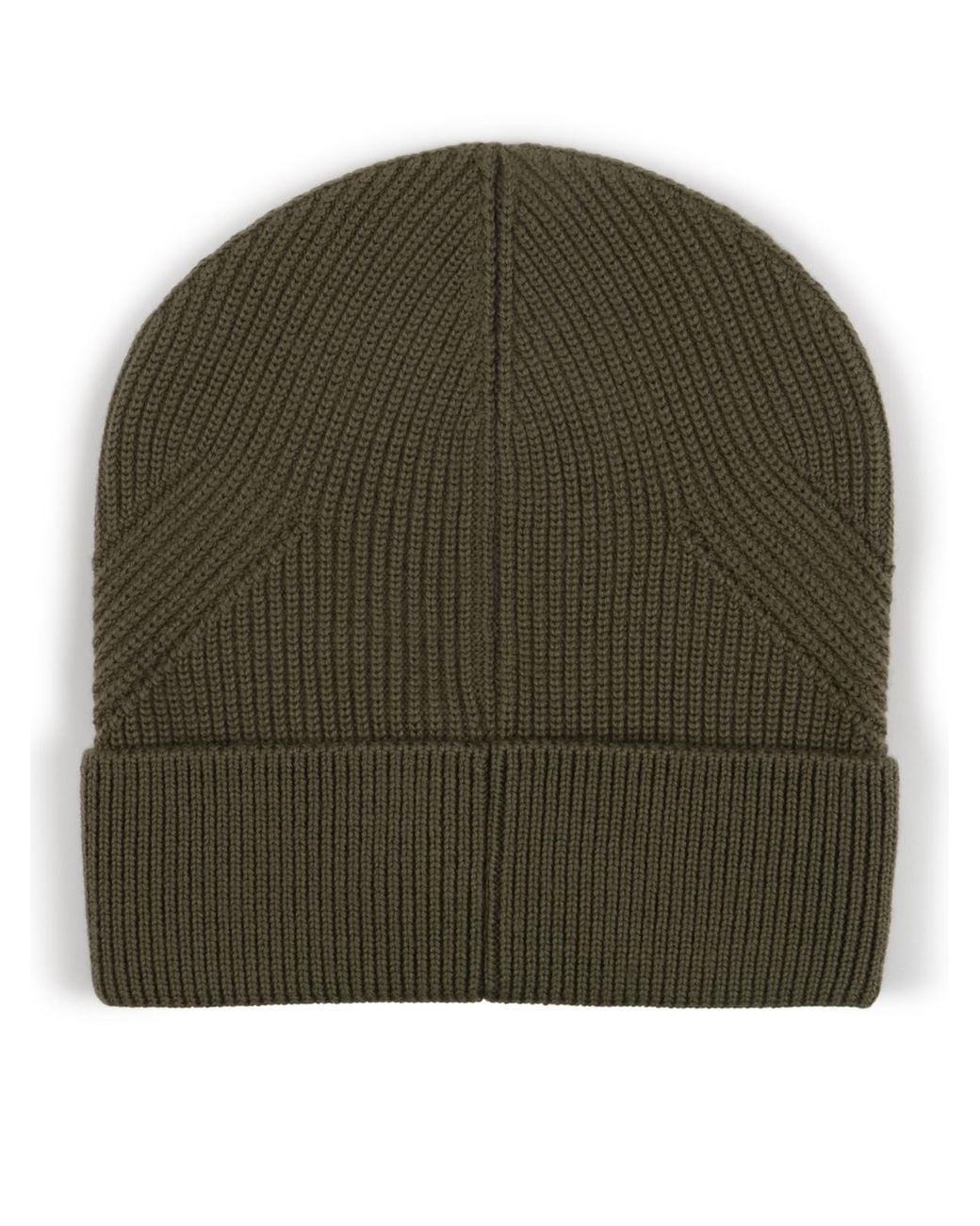 Moncler Green Logo Patch Ribbed Beanie for men