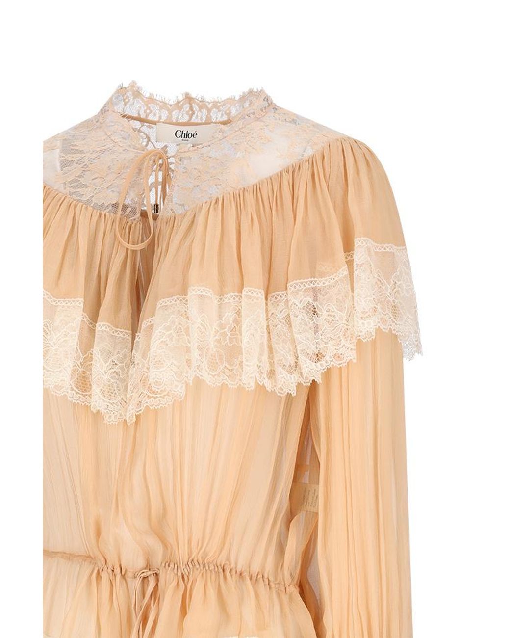 Chloé White Lace Ruffled Top