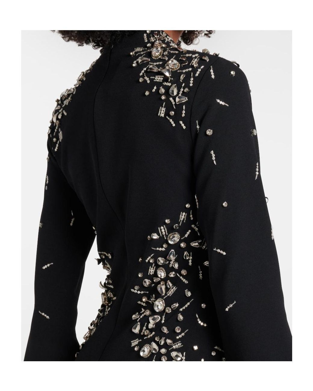 Jonathan Simkhai Black Carla Embellished Crepe Minidress