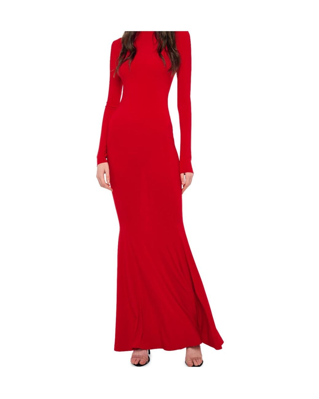 Norma Kamali Red High Neck Long Sleeve Jumpsuit