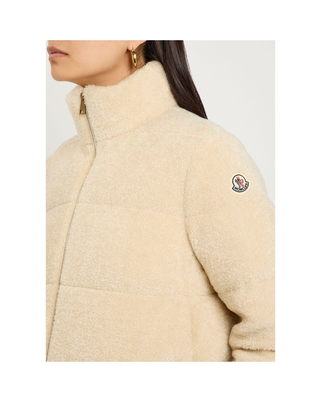Moncler Natural Teddy Fleece Short Puffer Jacket