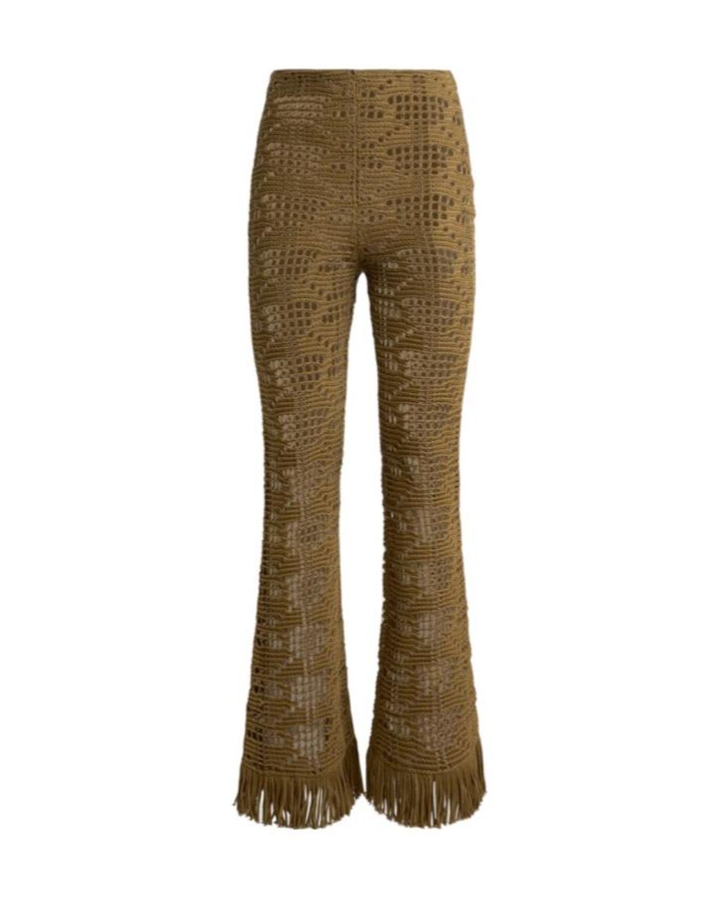 Etro Natural Knitted Fringed Trousers