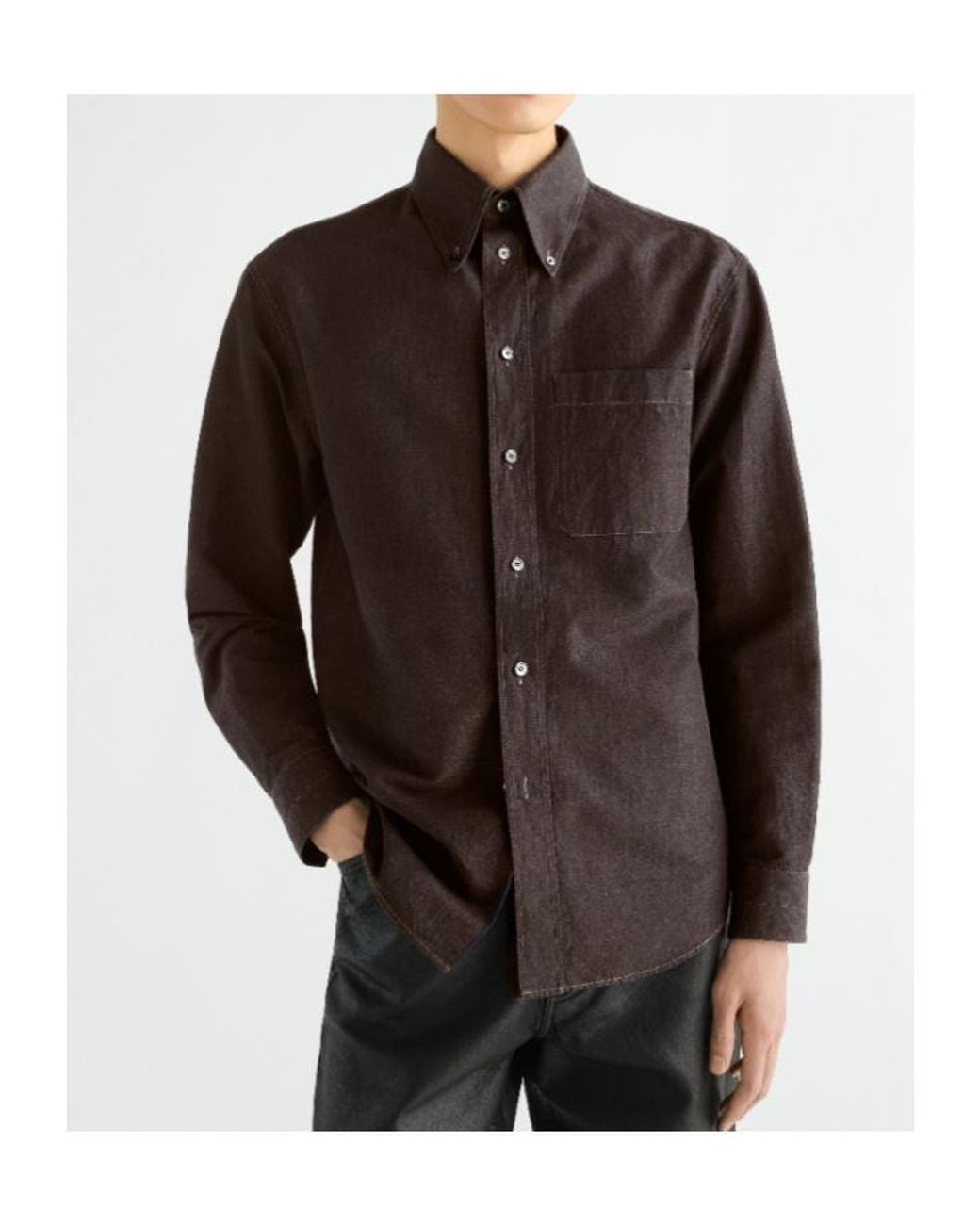 Lemaire Brown Long Sleeve Buttoned Shirt for men