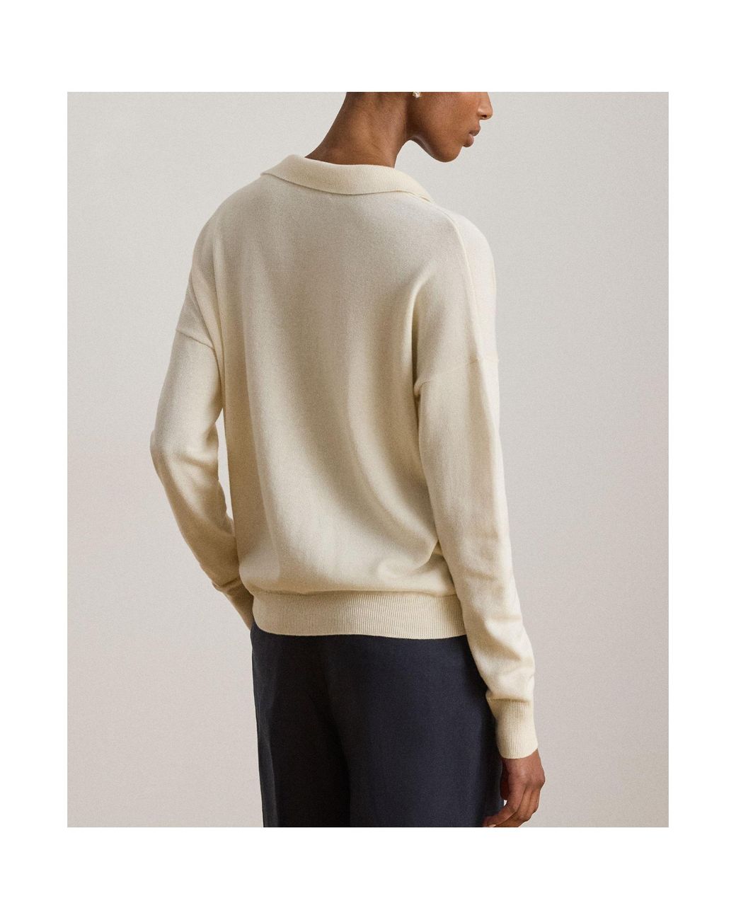 Ralph Lauren White Knitted Long-Sleeve Polo Shirt