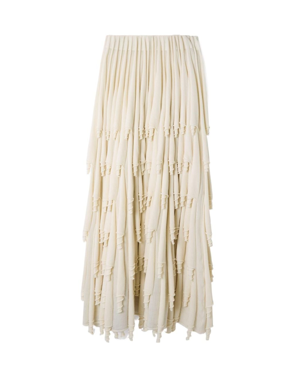 Alaïa Natural Layered Pleated Midi Skirt