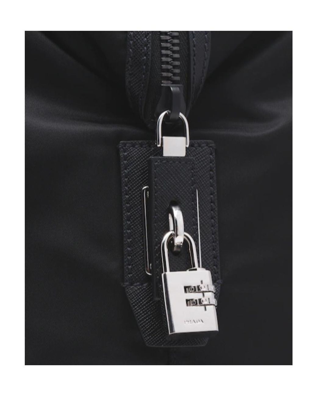 Prada Black Logo Triangle Zipped Travel Bag for men