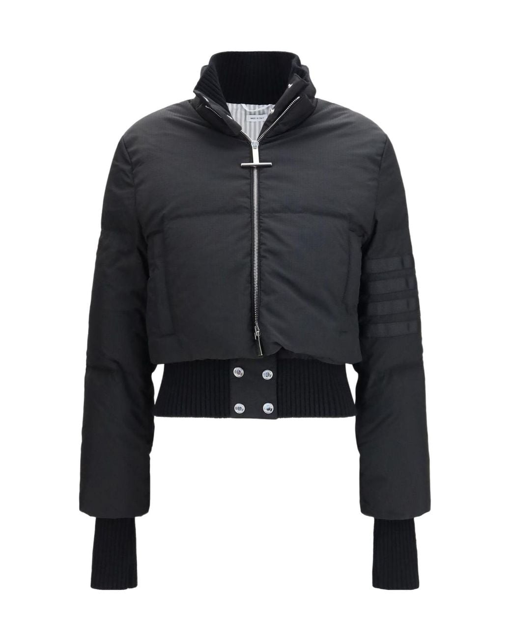 Thom Browne Black Cropped Padded Zip Jacket