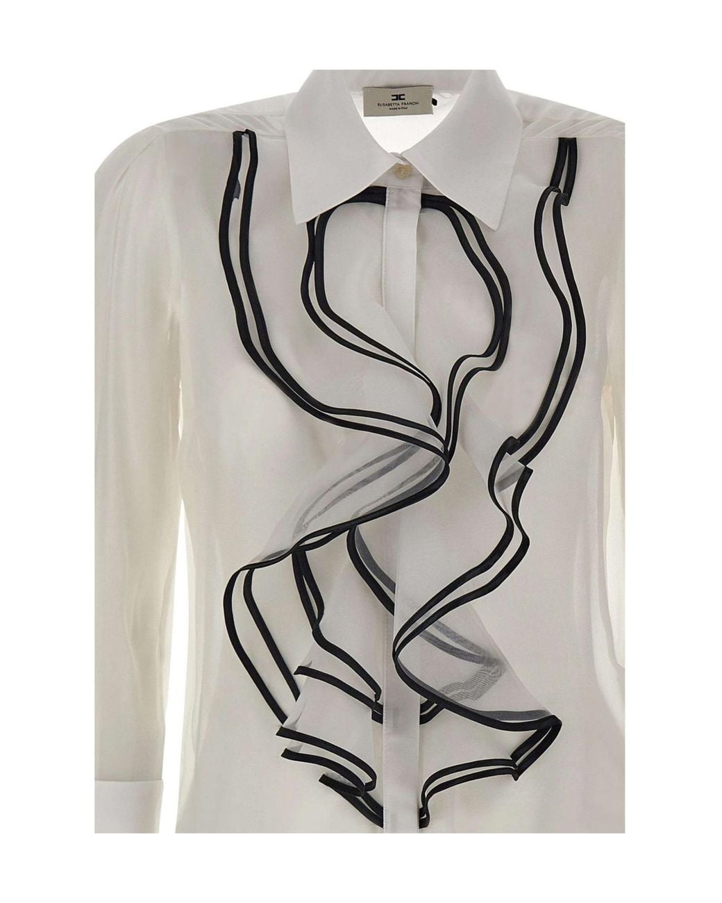 Elisabetta Franchi Gray Ruffled Trim Shirt
