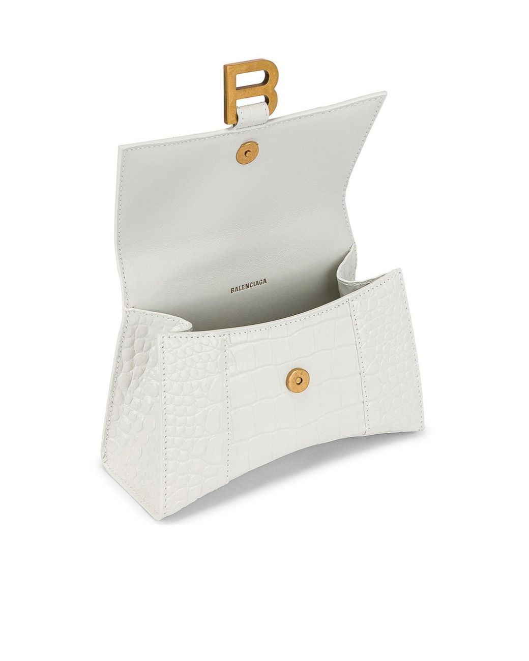 Balenciaga White Hourglass Xs Top Handle Bag