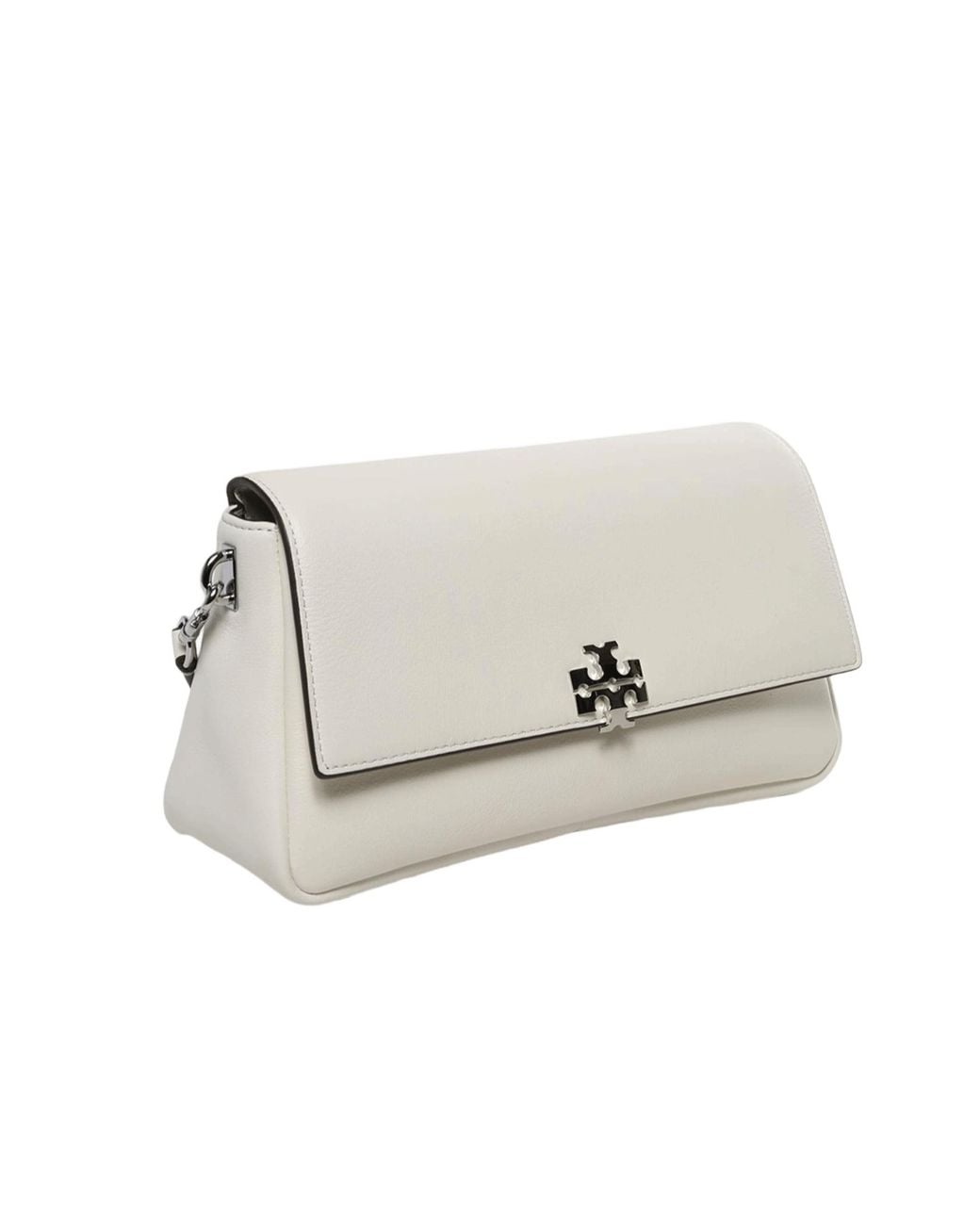 Tory Burch White Logo Flap Shoulder Bag