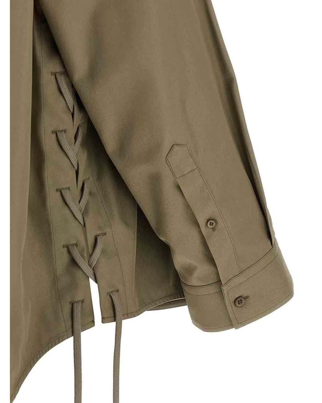 Balenciaga Green 'Lace-Up' Shirt