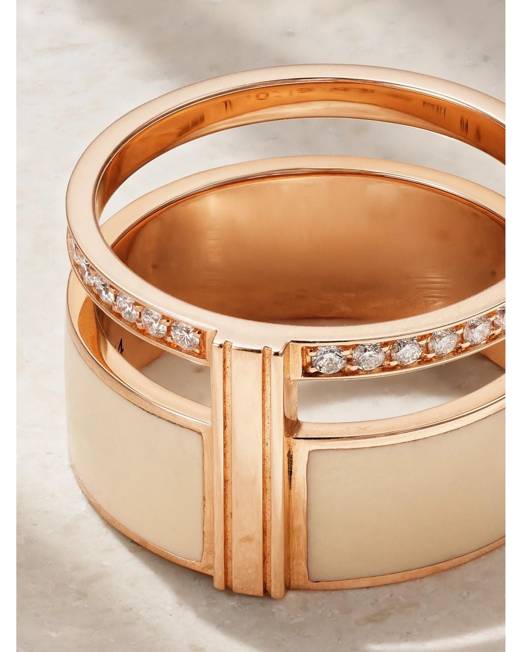 Repossi White Berbere 18-Karat Rose, Lacquer And Diamond Ring