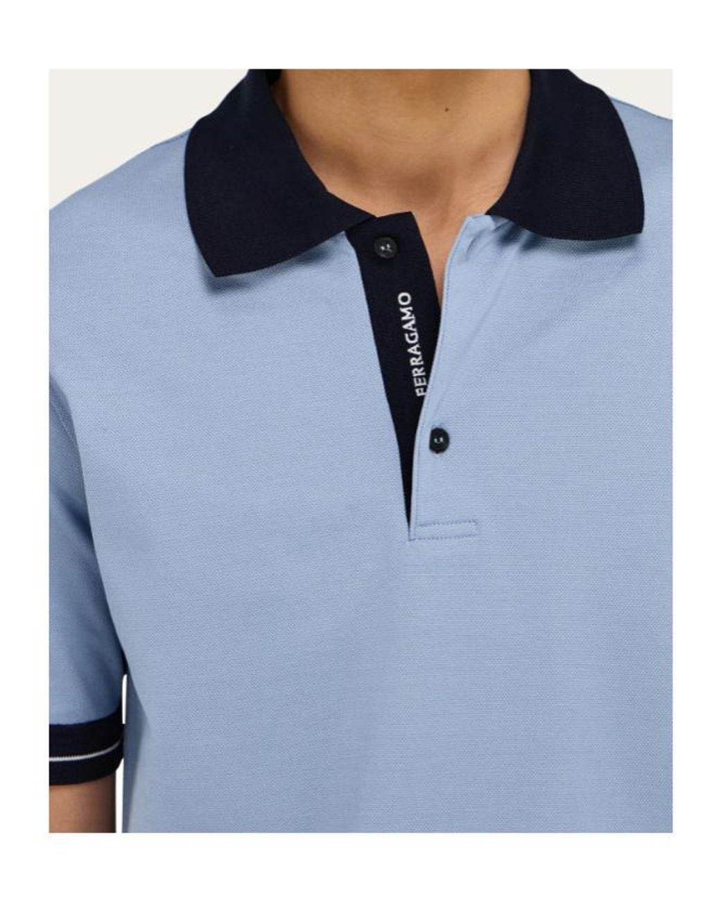 Ferragamo Blue Short Sleeve Polo Shirt for men