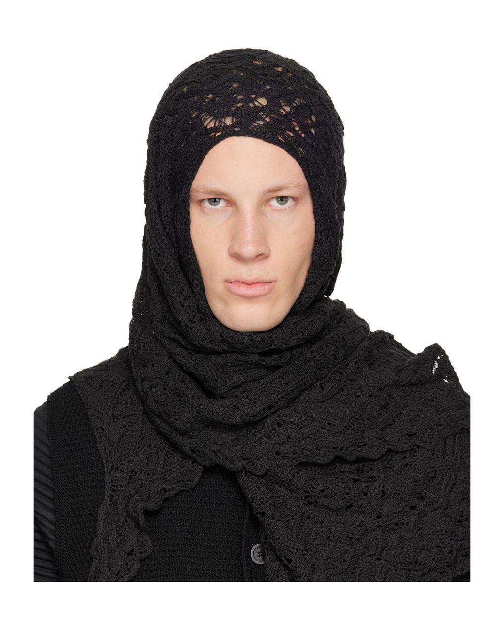 Homme Plissé Issey Miyake Black Branches And Leaves May Scarf for men