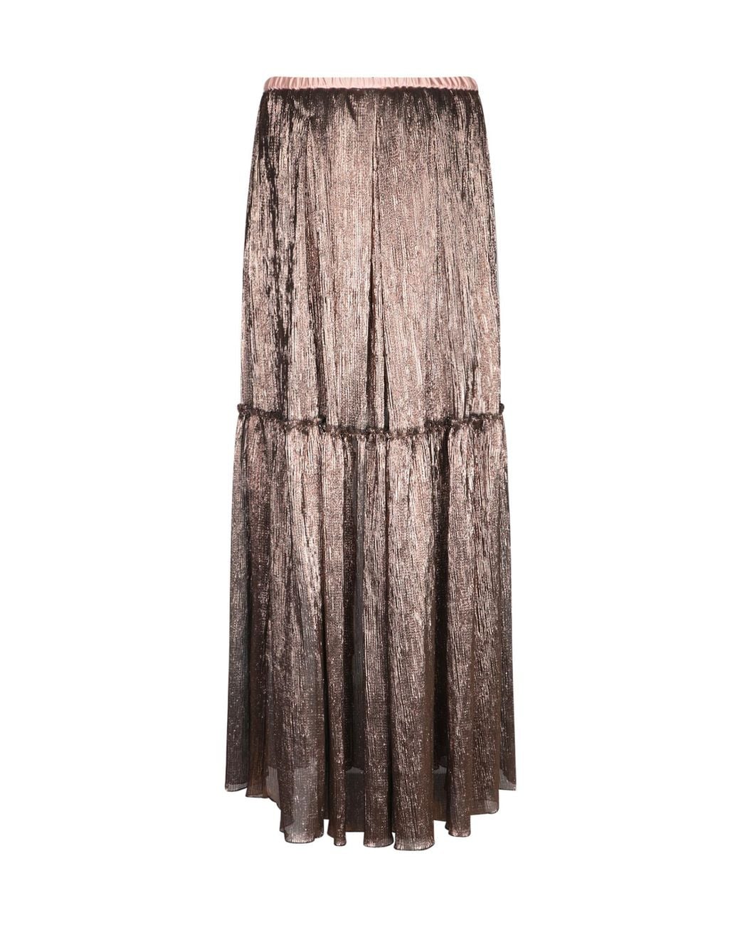 Forte_forte Brown Tiered Lamé Skirt
