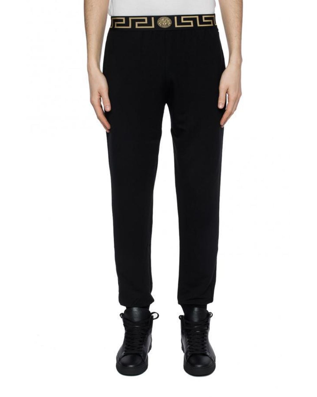 Versace Black Greca Track Pants for men