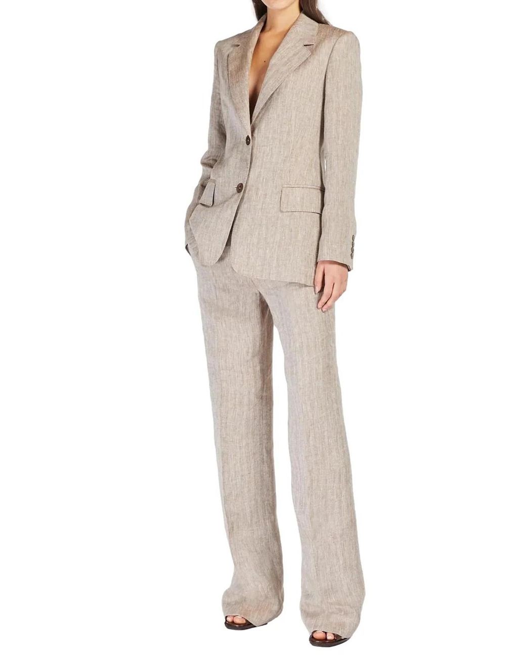Max Mara Gray Studio Satira Pleat Detailed Straight Leg Trousers