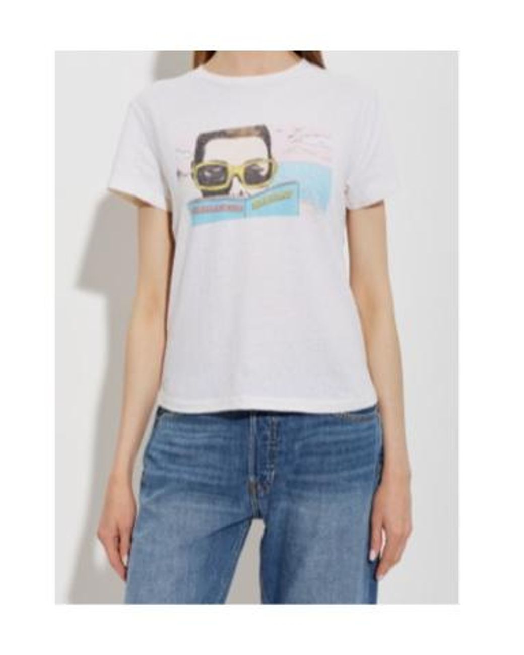 Re/done White Graphic Print T-Shirt