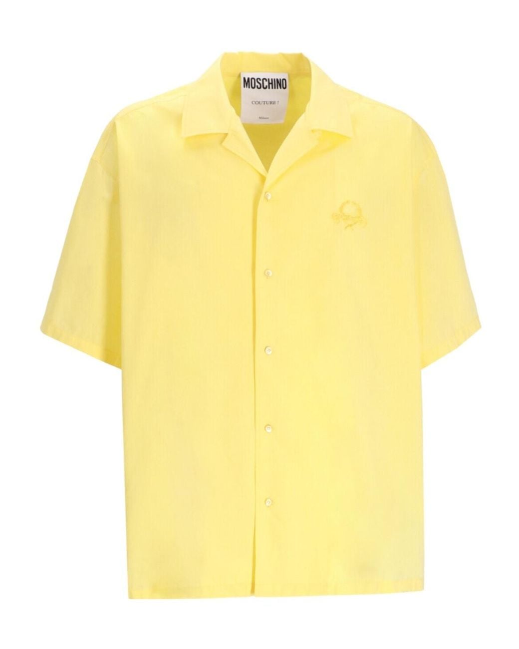Moschino Yellow Short-Sleeve Button-Up Shirt for men
