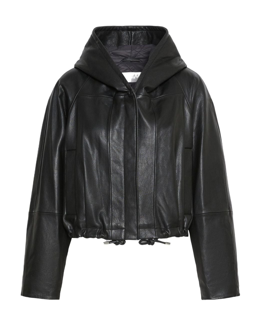 Sportmax Black Leather Bomber Jacket