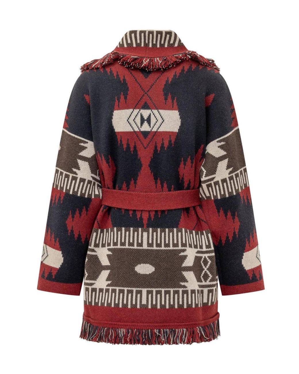 Alanui Red Icon Jacquard Belted Cardigan