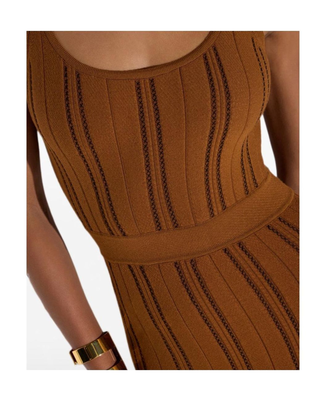 Elisabetta Franchi Brown Origami Knitted Dress