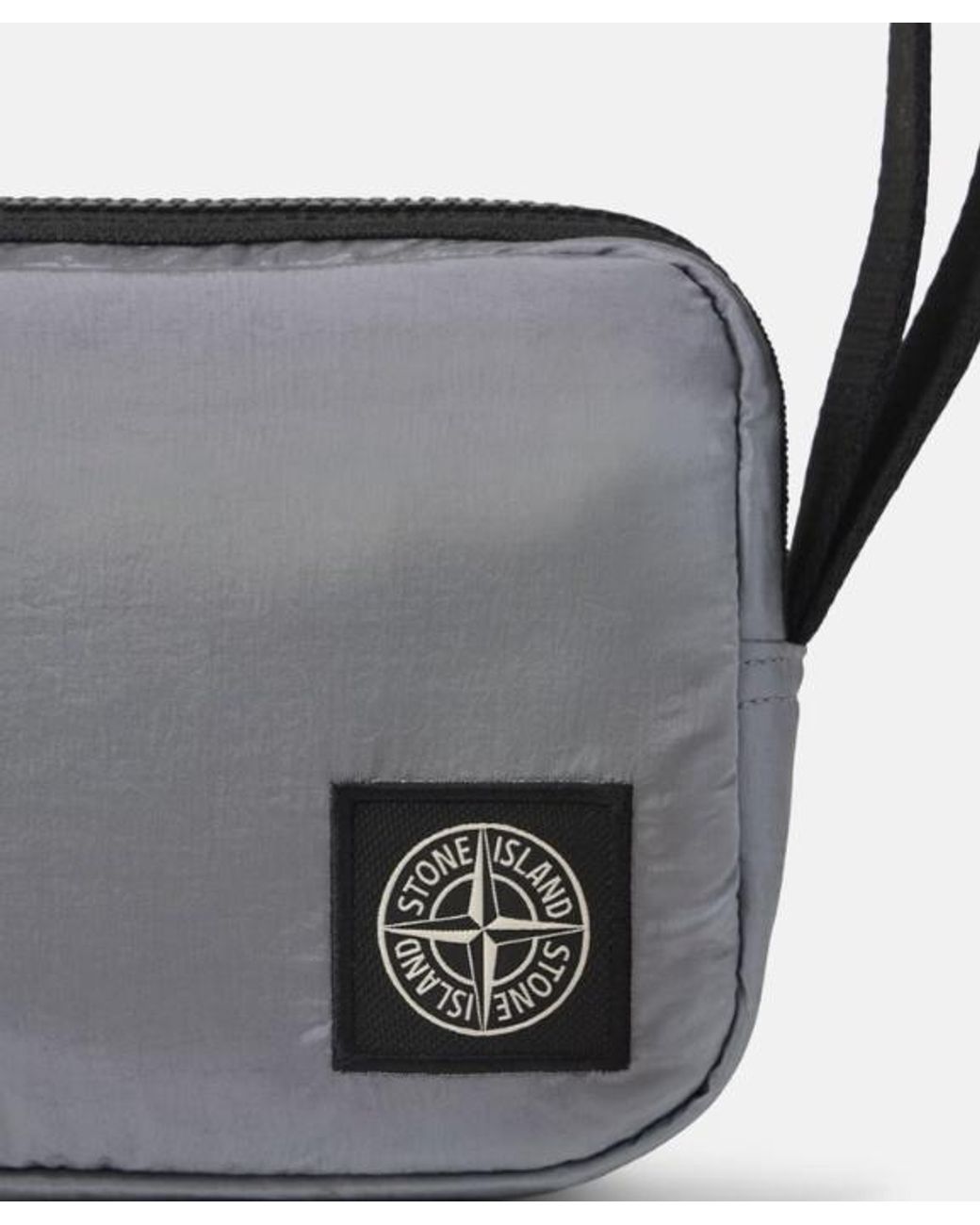Stone Island Gray Logo-Patch Wristlet Clutch Bag for men