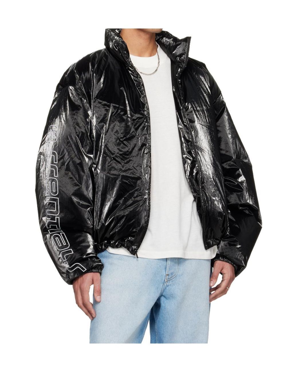 Fear Of God Black Logo Printed Puffer Jacket for men