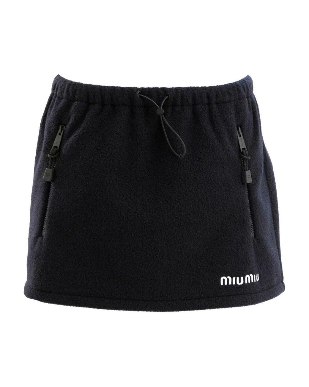 Miu Miu Blue Logo Motif Mini Skirt
