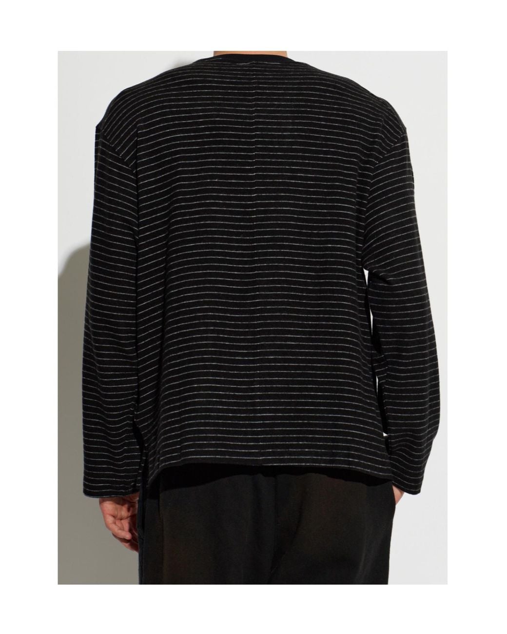 Song For The Mute Black Striped Chest-Pocket T-Shirt for men