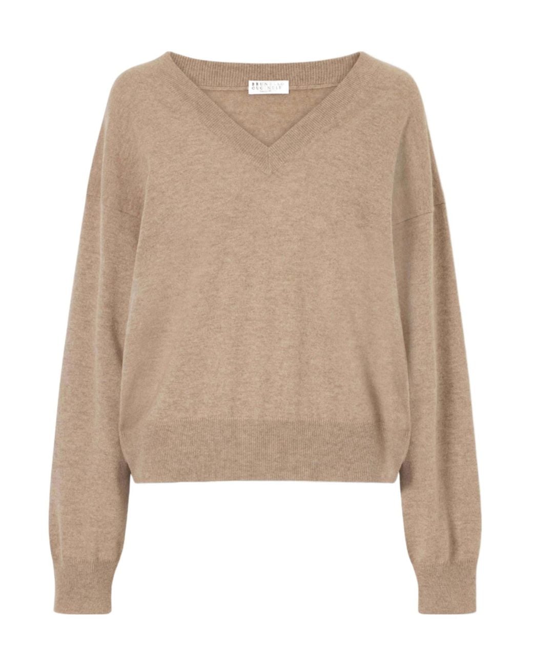 Brunello Cucinelli Natural V-Neck Sweater