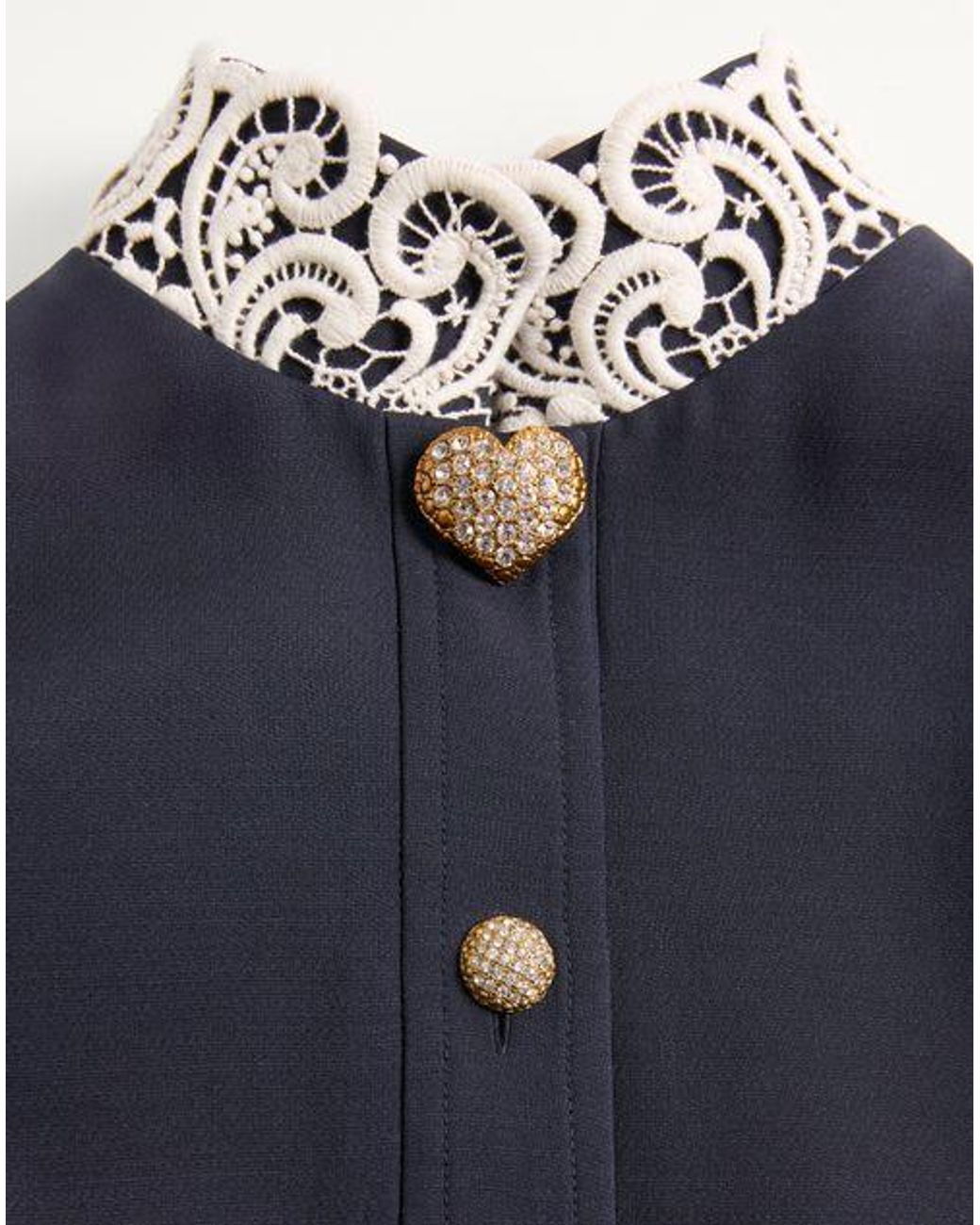 Valentino Blue Lace Detailed Button-Up Dress