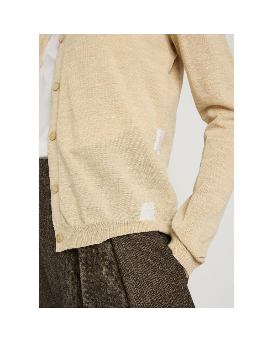 Maison Margiela Natural Simple Wool Cardigan
