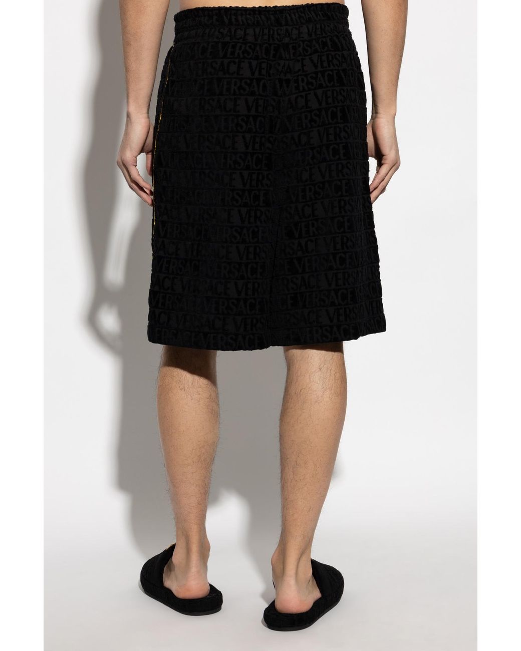 Versace Black Drawstring Elastic Waist Shorts for men