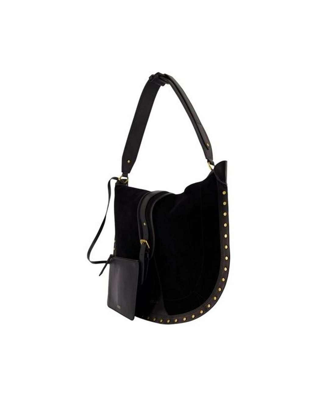 Isabel Marant Black Oskan Hobo Studded Shoulder Bag