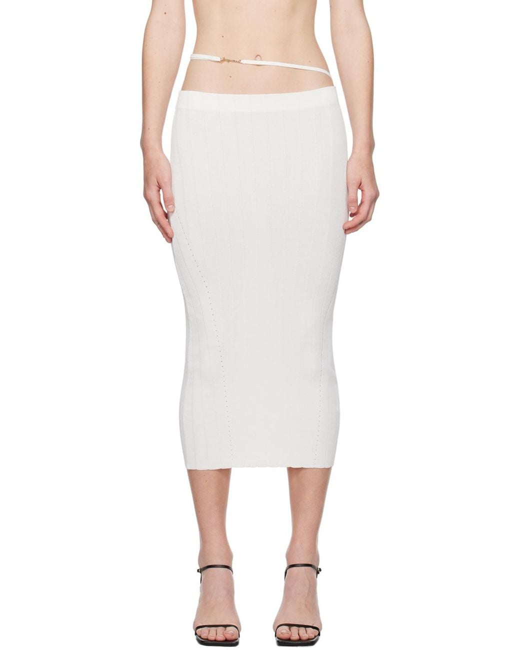Jacquemus White Pralu Ribbed Skirt