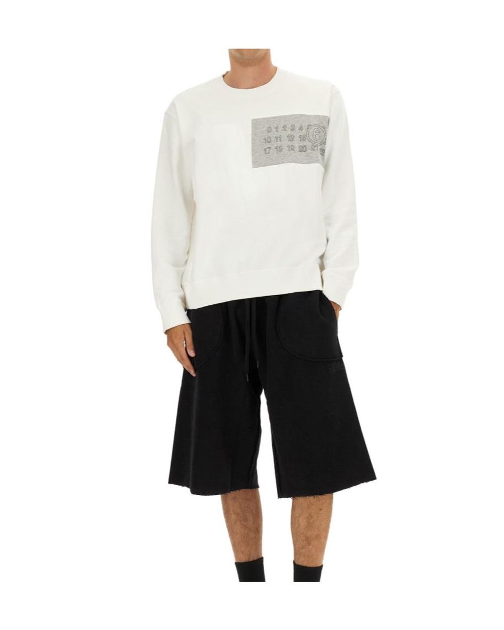 MM6 by Maison Margiela White Logo Detailed Crewneck Sweatshirt for men
