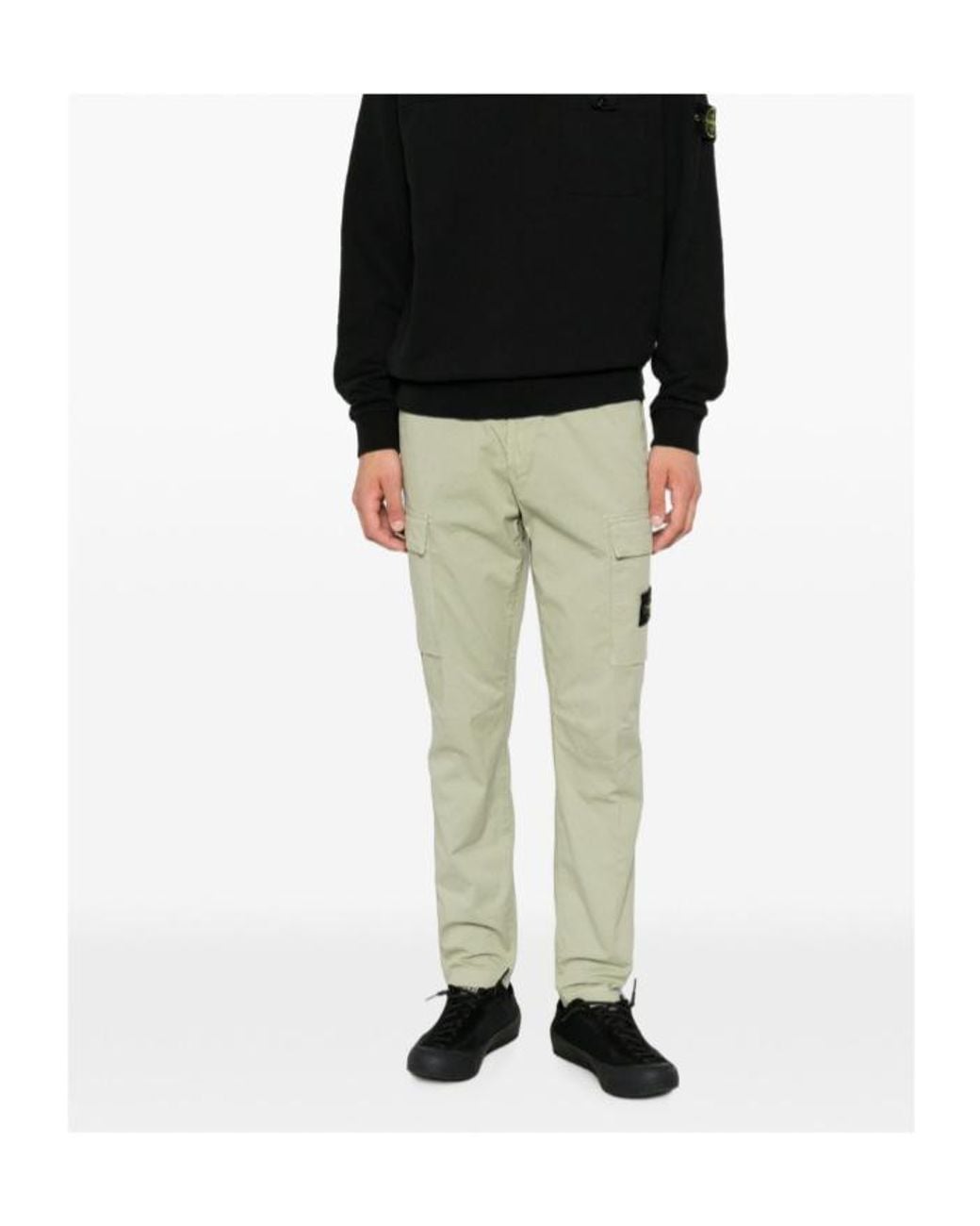 Stone Island Green Logo-Patch Trousers for men