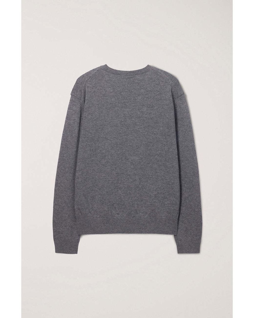 DUNST Gray V-Neck Cashmere Knitted Sweater for men