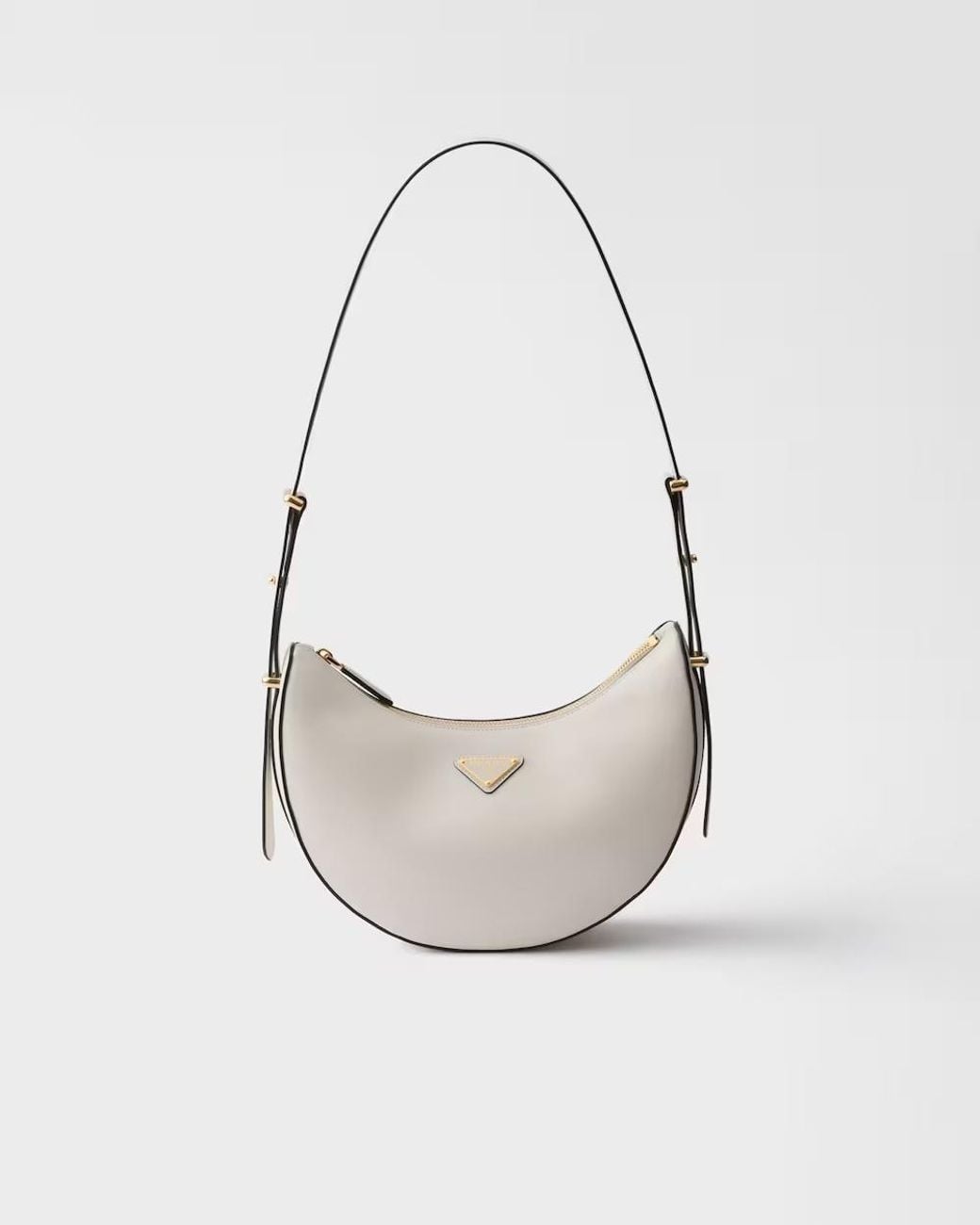 Prada White Arqué Small Leather Shoulder Bag