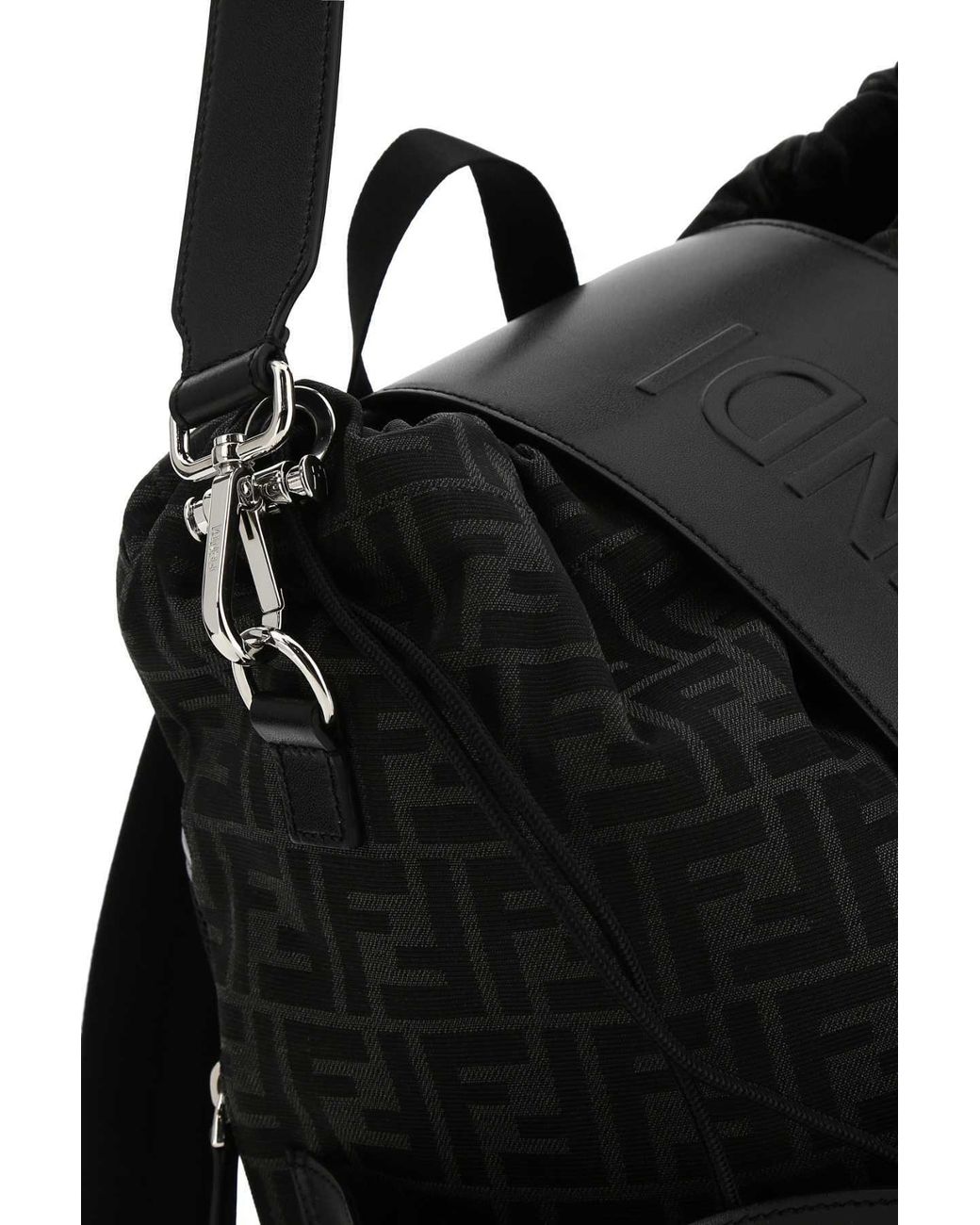 Fendi Black Ff Motif Drawstring Backpack for men