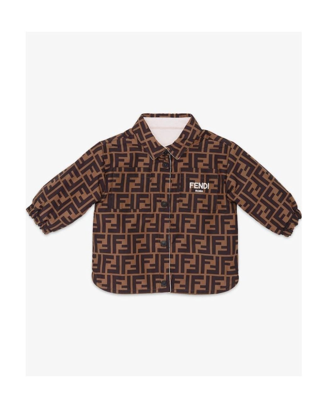Fendi White Fleece And Ff Nylon Reversible Shirt Jacket