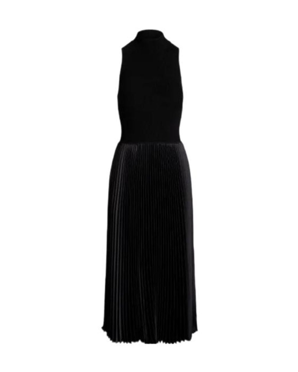 Polo Ralph Lauren Black Pleated Midi Dress