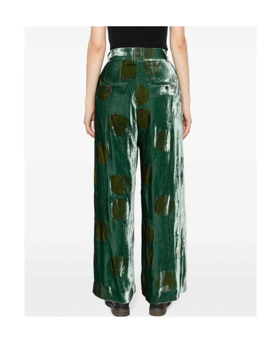 Uma Wang Green Pleated Zipper Casual Pants