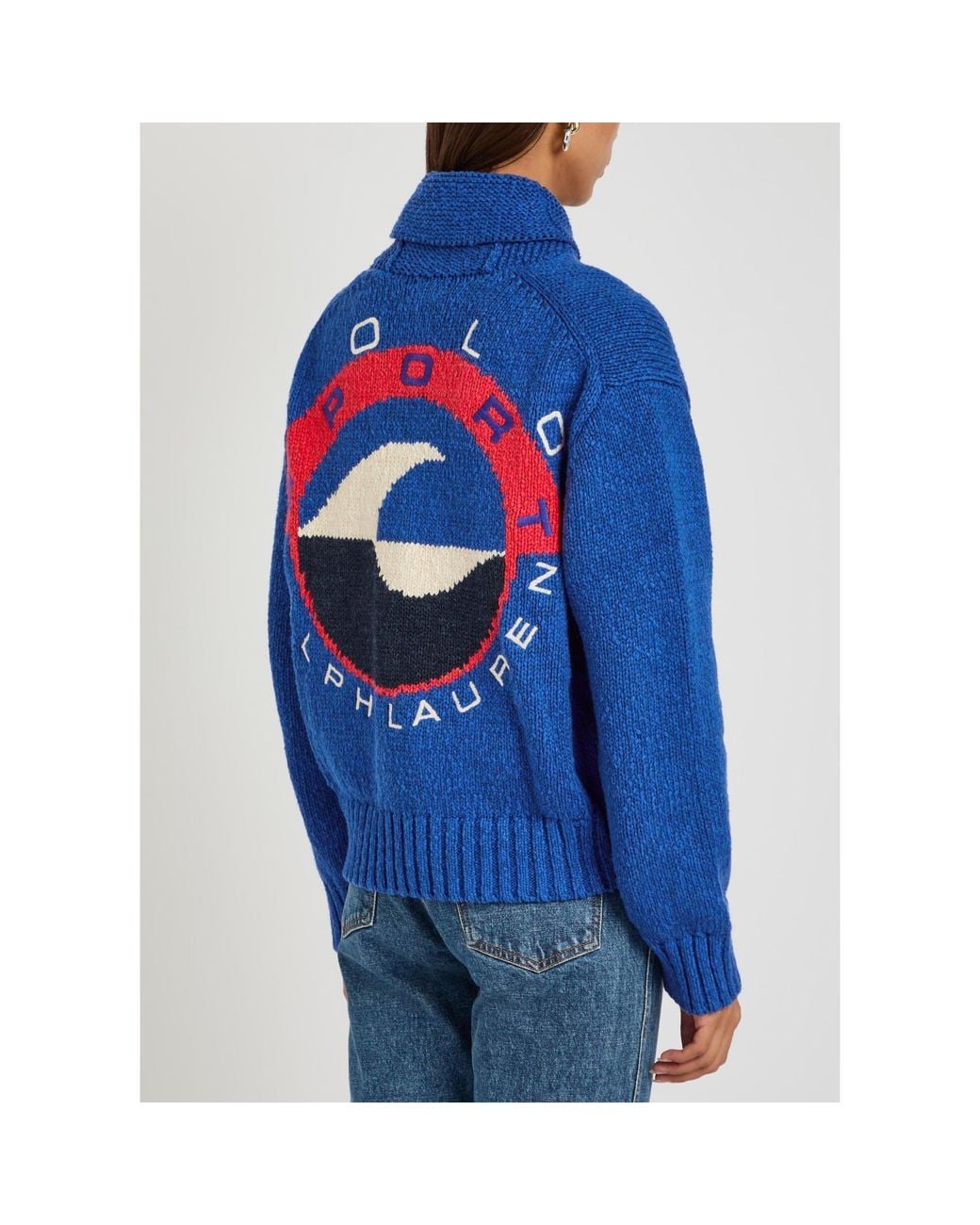 Polo Ralph Lauren Blue Cotton Cable Knit Cardigan