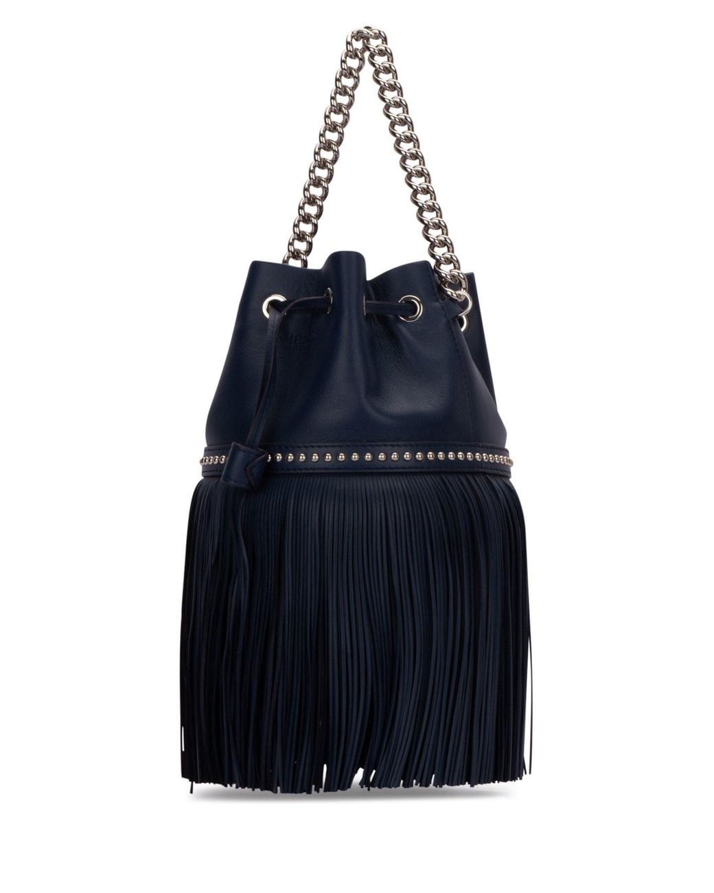 J&m Davidson Blue Fringed Chain-Strap Bucket Bag