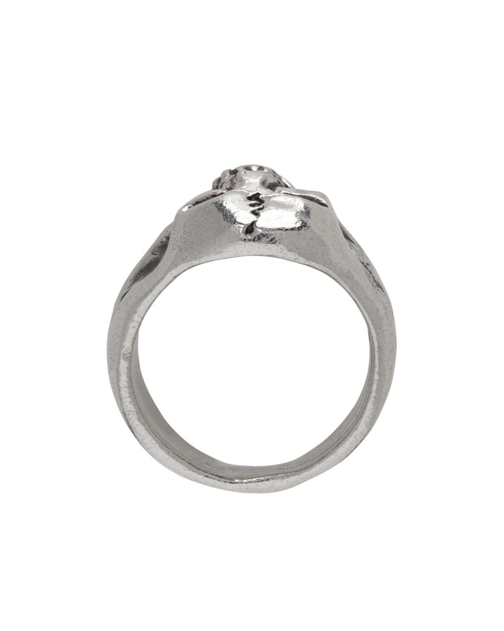 Our Legacy Metallic Sculpted Skull Ring for men