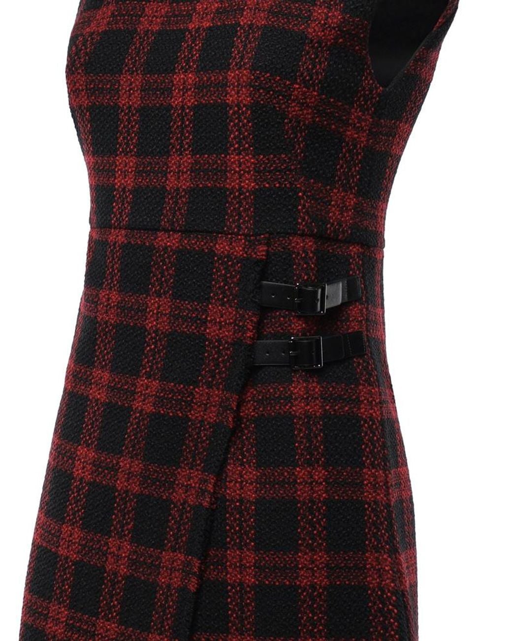 Pinko Red Check Sleeveless Knee-Length Dress