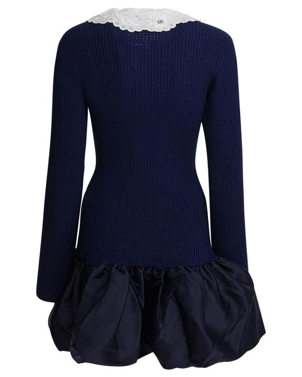Self-Portrait Blue Knitted Taffeta Mini Dress
